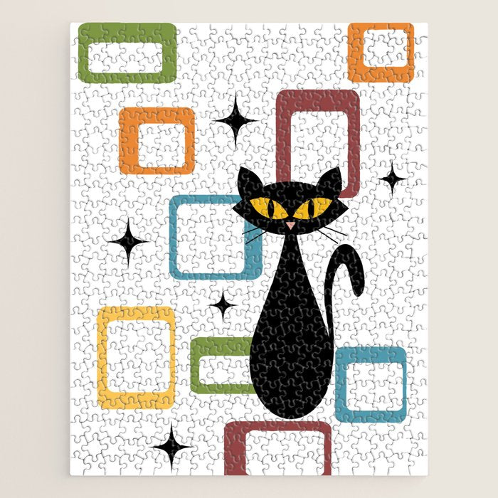 Mid Century black cat Jigsaw Puzzle Gallery Image 1