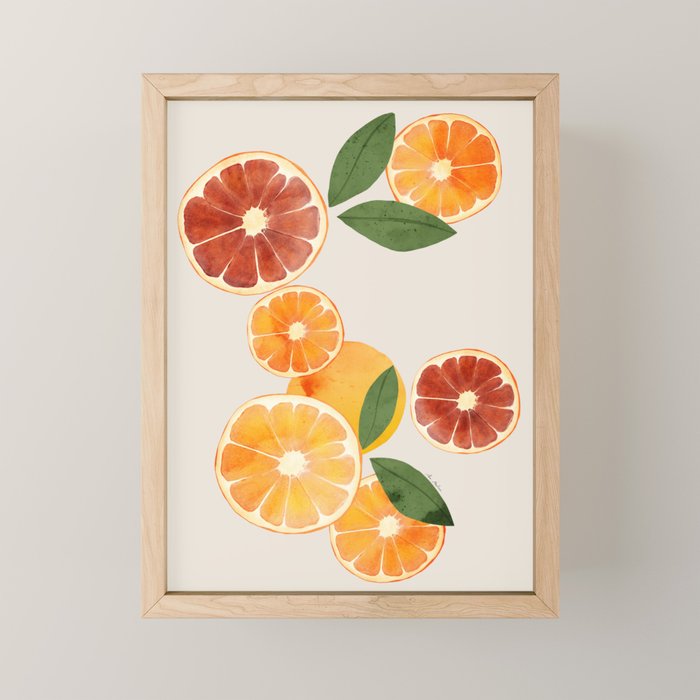 sliced oranges spring watercolor Mini Art Print Gallery Image 1