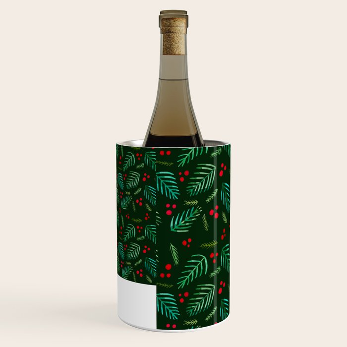 Christmas tree branches and berries - green Wine Chiller Gallery Image 2