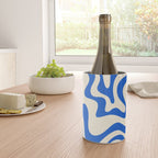 Retro Liquid Swirl Abstract Pattern in Cobalt Blue Cream 3 Wine Chiller Gallery Image 4