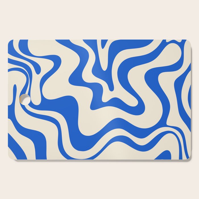 Retro Liquid Swirl Abstract Pattern in Cobalt Blue Cream 3 Cutting Board Gallery Image 1