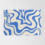 Retro Liquid Swirl Abstract Pattern in Cobalt Blue Cream 3 Rug Gallery Image 2