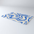 Retro Liquid Swirl Abstract Pattern in Cobalt Blue Cream 3 Rug Gallery Image 3