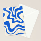 Retro Liquid Swirl Abstract Pattern in Cobalt Blue Cream 3 Stationery Card Gallery Image 2