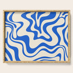 Retro Liquid Swirl Abstract Pattern in Cobalt Blue Cream 3 Serving Tray Gallery Image 1
