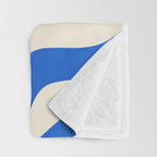 Retro Liquid Swirl Abstract Pattern in Cobalt Blue Cream 3 Throw Blanket Gallery Image 3