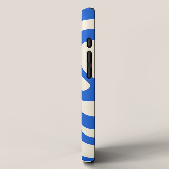 Retro Liquid Swirl Abstract Pattern in Cobalt Blue Cream 3 iPhone Case Gallery Image 2