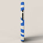 Retro Liquid Swirl Abstract Pattern in Cobalt Blue Cream 3 iPhone Case Gallery Image 2