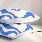 Retro Liquid Swirl Abstract Pattern in Cobalt Blue Cream 3 Pillow Sham Gallery Image 3