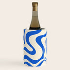 Retro Liquid Swirl Abstract Pattern in Cobalt Blue Cream 3 Wine Chiller Gallery Image 3