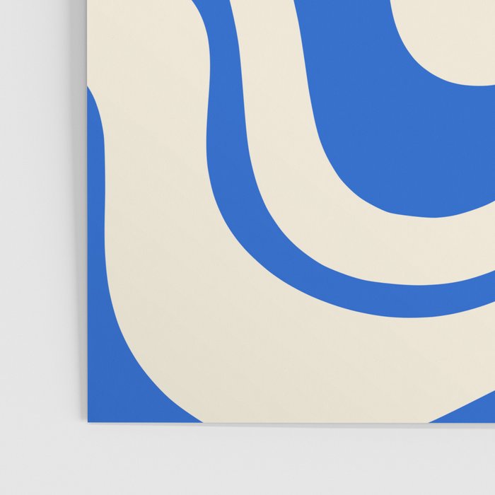 Retro Liquid Swirl Abstract Pattern in Cobalt Blue Cream 3 Poster Gallery Image 3