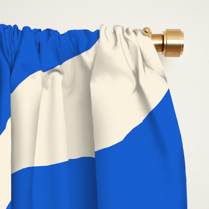 Retro Liquid Swirl Abstract Pattern in Cobalt Blue Cream 3 Window Curtain Gallery Image 2