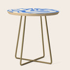 Retro Liquid Swirl Abstract Pattern in Cobalt Blue Cream 3 Side Table Gallery Image 1