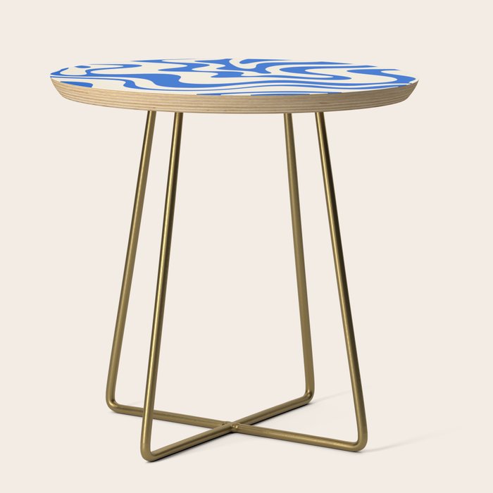 Retro Liquid Swirl Abstract Pattern in Cobalt Blue Cream 3 Side Table Gallery Image 1