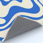 Retro Liquid Swirl Abstract Pattern in Cobalt Blue Cream 3 Rug Gallery Image 4
