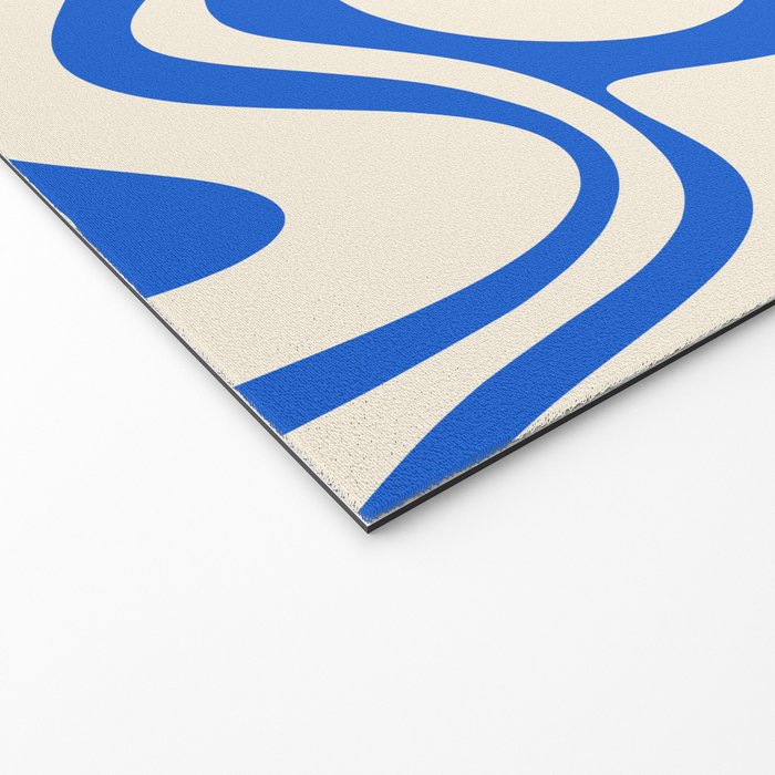 Retro Liquid Swirl Abstract Pattern in Cobalt Blue Cream 3 Welcome Mat Gallery Image 2