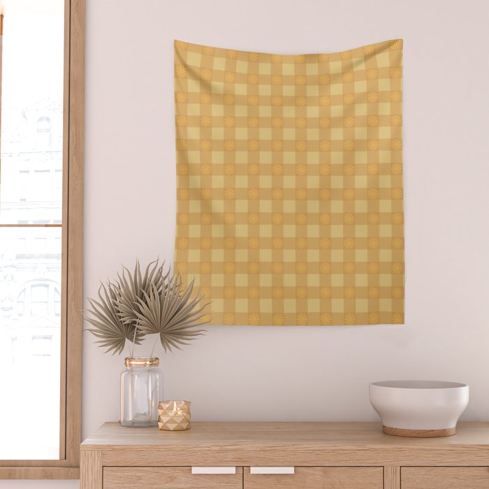 Gingham Flower Wall Tapestry Gallery Image 2
