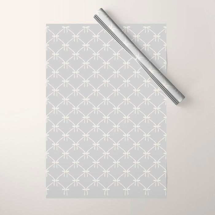 Bows & Ribbons Pattern LX Light Grey Wrapping Paper Gallery Image 1