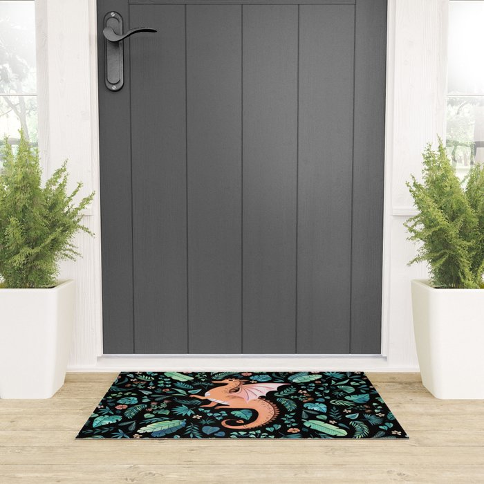 Tropical Dragon in Peach Welcome Mat Gallery Image 3