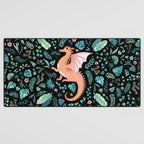 Tropical Dragon in Peach Desk Mat Gallery Image 3