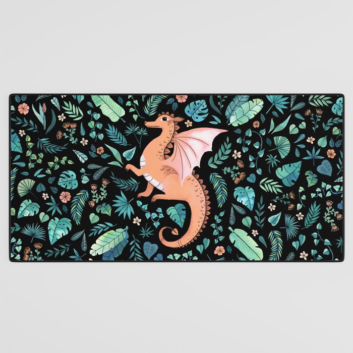 Tropical Dragon in Peach Desk Mat Gallery Image 3