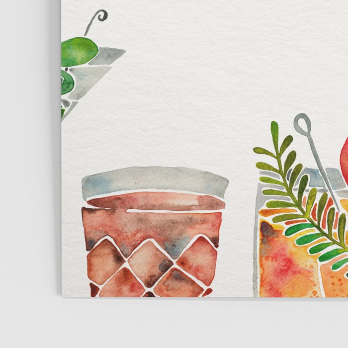 Classic Cocktails  - 1960s Watercolor Lineup Poster Gallery Image 3