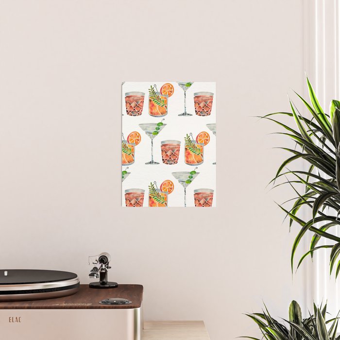 Classic Cocktails  - 1960s Watercolor Lineup Poster Gallery Image 2