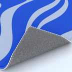 Retro Modern Liquid Swirl Abstract Pattern Square Royal Blue and Light Blue Rug Gallery Image 4