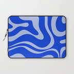 Retro Modern Liquid Swirl Abstract Pattern Square Royal Blue and Light Blue Laptop Sleeve Gallery Image 1