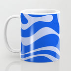 Retro Modern Liquid Swirl Abstract Pattern Square Royal Blue and Light Blue Coffee Mug Gallery Image 3