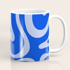 Retro Modern Liquid Swirl Abstract Pattern Square Royal Blue and Light Blue Coffee Mug Gallery Image 1