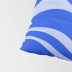 Retro Modern Liquid Swirl Abstract Pattern Square Royal Blue and Light Blue Pillow Sham Gallery Image 4