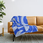 Retro Modern Liquid Swirl Abstract Pattern Square Royal Blue and Light Blue Throw Blanket Gallery Image 1
