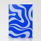 Retro Modern Liquid Swirl Abstract Pattern Square Royal Blue and Light Blue Stationery Card Gallery Image 2