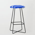 Retro Modern Liquid Swirl Abstract Pattern Square Royal Blue and Light Blue Stool Gallery Image 1