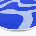 Retro Modern Liquid Swirl Abstract Pattern Square Royal Blue and Light Blue Bath Mat Gallery Image 3