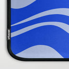 Retro Modern Liquid Swirl Abstract Pattern Square Royal Blue and Light Blue Laptop Sleeve Gallery Image 3
