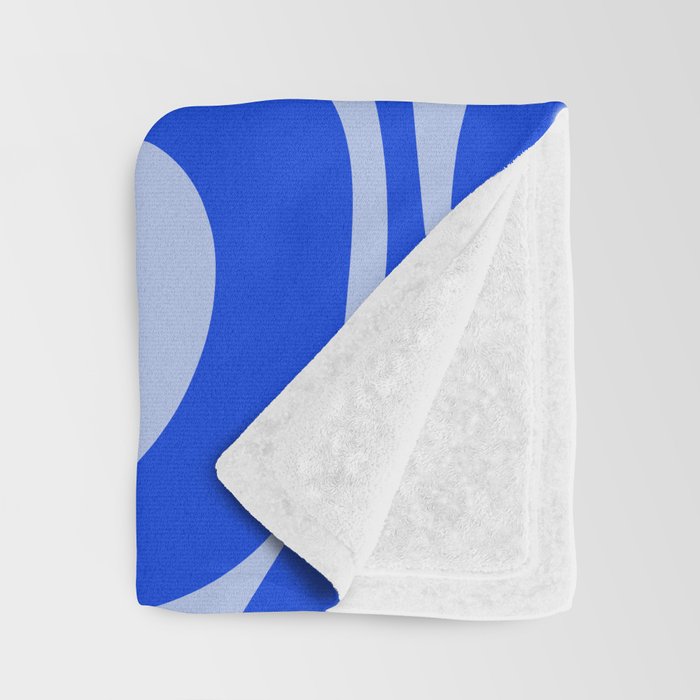 Retro Modern Liquid Swirl Abstract Pattern Square Royal Blue and Light Blue Throw Blanket Gallery Image 3