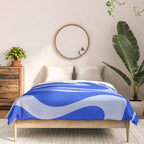 Retro Modern Liquid Swirl Abstract Pattern Square Royal Blue and Light Blue Comforter Gallery Image 3