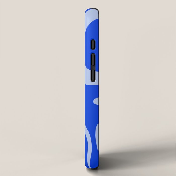 Retro Modern Liquid Swirl Abstract Pattern Square Royal Blue and Light Blue iPhone Case Gallery Image 2