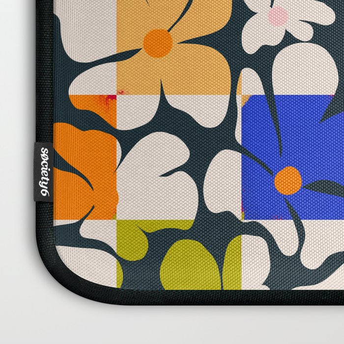 Bold Floral Geometric Art Print - Modern Retro Design in Vibrant Multicolor Laptop Sleeve Gallery Image 3