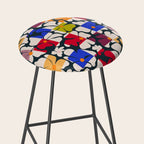 Bold Floral Geometric Art Print - Modern Retro Design in Vibrant Multicolor Stool Gallery Image 2