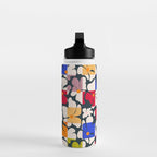 Bold Floral Geometric Art Print - Modern Retro Design in Vibrant Multicolor Water Bottle Gallery Image 3