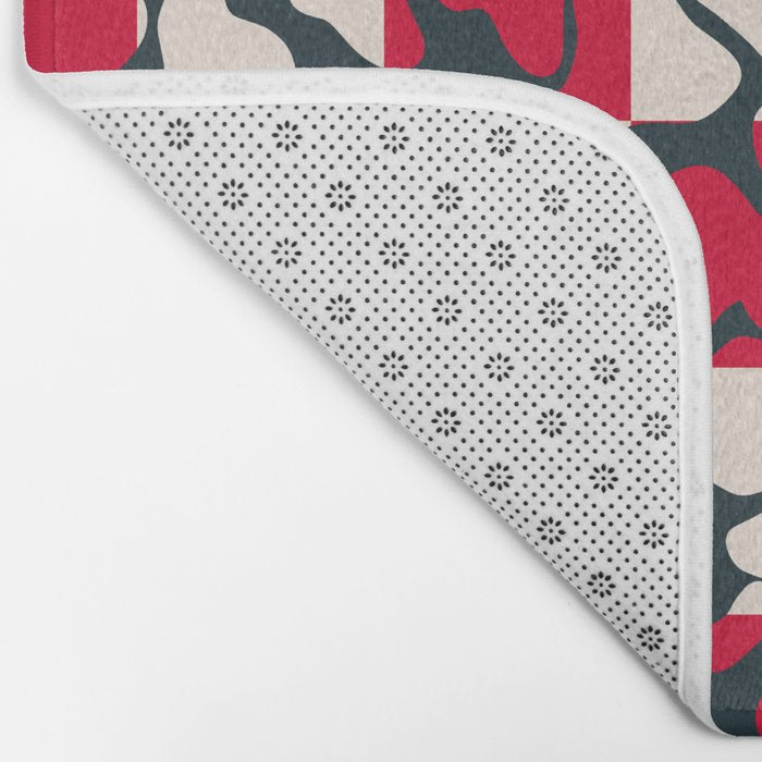 Bold Floral Geometric Art Print - Modern Retro Design in Vibrant Multicolor Bath Mat Gallery Image 2