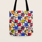 Bold Floral Geometric Art Print - Modern Retro Design in Vibrant Multicolor Tote Bag Gallery Image 1