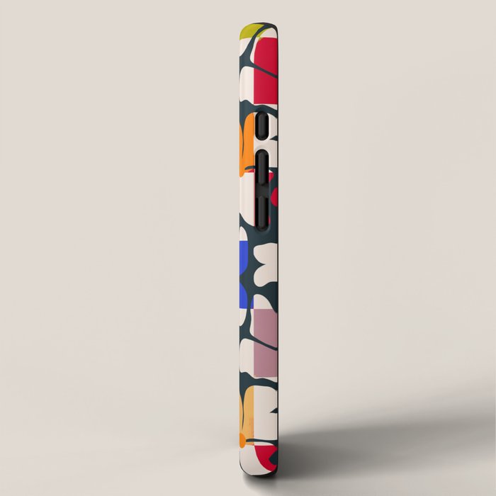 Bold Floral Geometric Art Print - Modern Retro Design in Vibrant Multicolor iPhone Case Gallery Image 2
