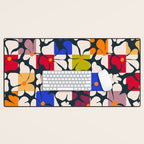 Bold Floral Geometric Art Print - Modern Retro Design in Vibrant Multicolor Desk Mat Gallery Image 1
