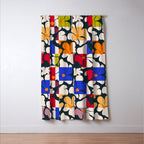 Bold Floral Geometric Art Print - Modern Retro Design in Vibrant Multicolor Window Curtain Gallery Image 3