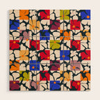 Bold Floral Geometric Art Print - Modern Retro Design in Vibrant Multicolor Wood Wall Art Gallery Image 1