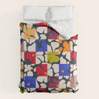 Bold Floral Geometric Art Print - Modern Retro Design in Vibrant Multicolor Duvet Cover Gallery Image 6